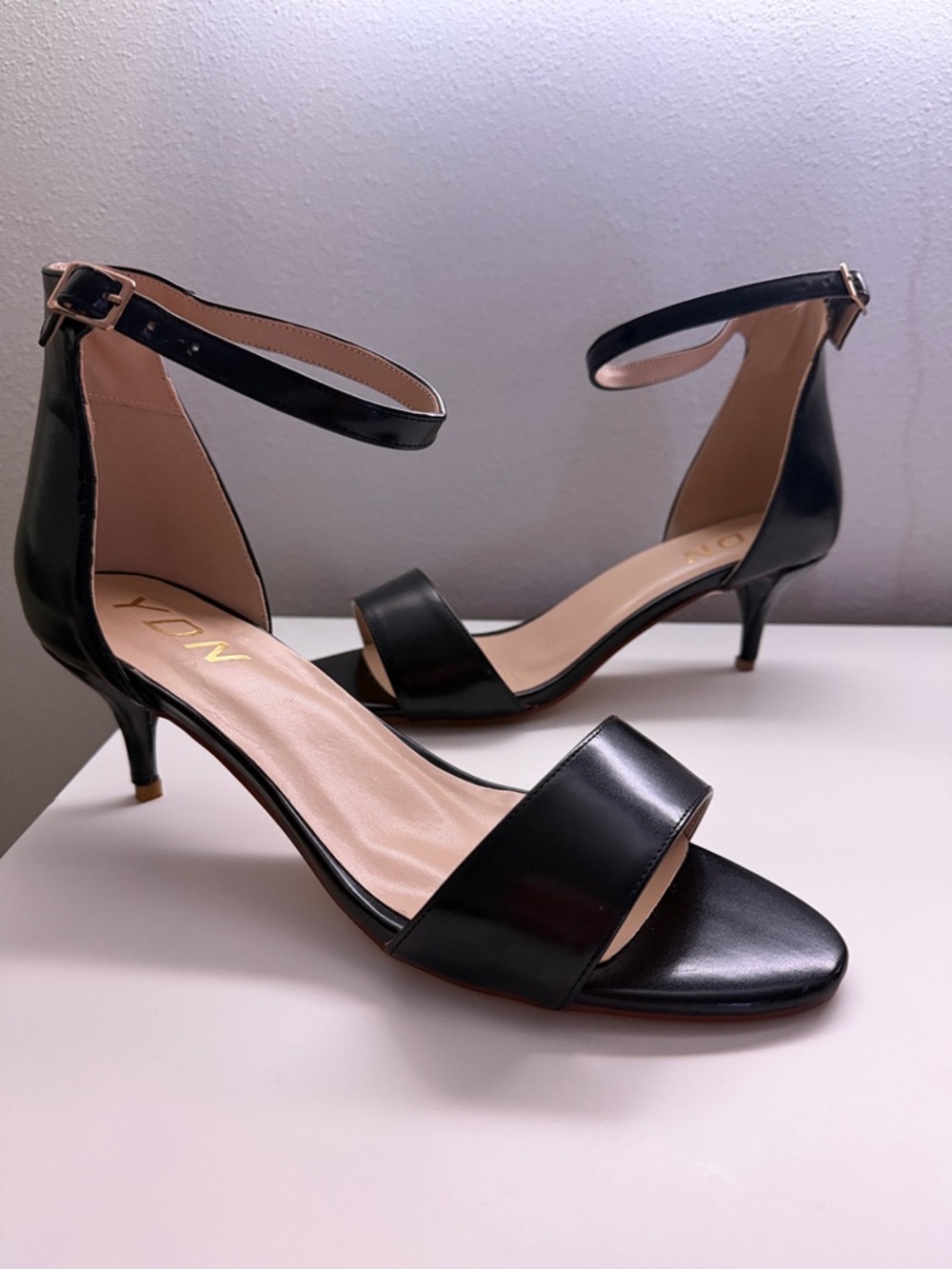 YDN Black Ankle-Strap Kitten Heel Sandals - BRAND NEW